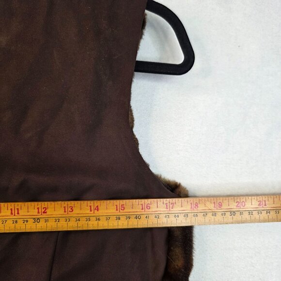 90s Small Y2K Faux Fur Vest Chocolate Brown Catherine Stewart Vintage Deadstock - Picture 6 of 8